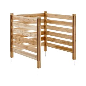VEVOR Wood Privacy Fence, 38" W x 36" L, 3 Panel Slatted Air Conditioner Fence Screen, Pool Equipment Enclosure with Metal Stakes