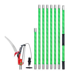 VEVOR Manual Pole Saw, 3.87-27 ft Extendable Pole Tree Pruner with Scissors, Sharp 65Mn Steel Blade, Lightweight Fiberglass Handle Pole