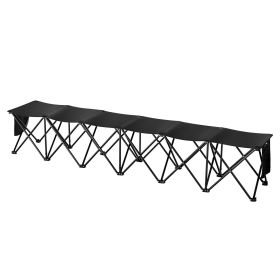 VEVOR Portable Folding Bench, 6 Seat Foldable Soccer Bench with Side Pockets and Carrying Bag, Lightweight 600D Oxford Fabric Sideline Seating