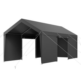 VEVOR Carport, 12 x 20 FT Outdoor Car Canopy, Potable Carport with Removable Sidewalls & Door, Heavy Duty Car Shelter, UV-Resistant & Water-Resis