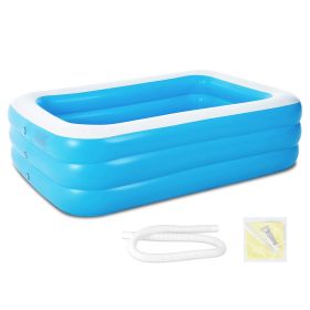 1Pc Inflatable Swimming Pools Family Swim Play Center Pool Blow Up Kiddie Pool For Family Inflatable Lounge Pool For Kids 120x72x24in (Option: Blue)