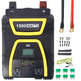 1500 Watts Power Inverter Modified Sine Wave Car LED Display , Portable AC Power Emergencies, Job Sites, Trucks Boats Off Grid RV Camping,12V To (Option: Black)