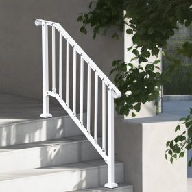 3-4 Step Handrails For Outdoor For Seniors Porch Deck Retro Arch White (Option: White)
