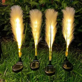 Solar Garden Lights Outdoor Waterproof 4 Pack Solar Flower Lights Decorative Landscape Lighting Pathway Patio Yard Decor Solar Reed Garden Lights (Option: 4Pcs)
