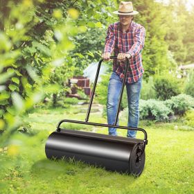 Lawn Roller, 17 Gallon Sand/Water Filled Yard Roller, Steel Sod Roller With Easy-turn Plug And U-Shaped Ergonomic Handle For Convenient Push And (Option: Black)