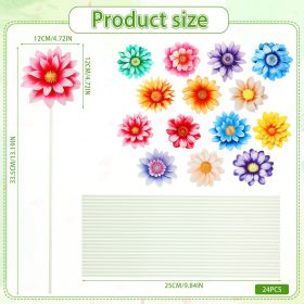 14Pcs Summer Flower Garden Stakes, Colorful Planter Stakes, Decorative Garden Yard Stakes For Outdoor Lawn Patio Pathway Flower Pots, Spring Summ (Option: W13769295)