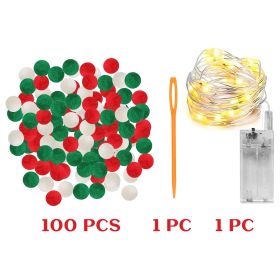 9.84 Ft Felt Ball Garland With Warm Light String (Option: W13732746)