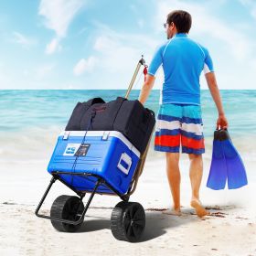 Beach Dolly With Big Wheels For Sand, 15.4' X 15.7' Cargo Deck, W/ 10' PE Solid Wheels, 69LBS Loading Capacity Folding Sand Cart, Heavy Duty Cart (Option: Multicolor)