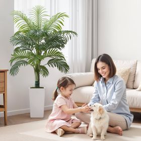 5ft Artificial Areca Palm Tree Fake Plant With White Planter Indoor (Option: Green)