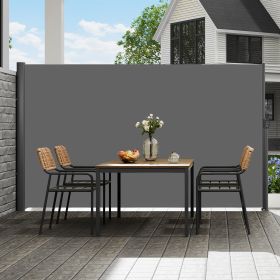 Retractable Side Awning, 63''x 118'' Full Aluminum Rust-Proof Outdoor Privacy Screen, Folding Room Divider Wind Screen For Patio Sun Shade, Backy (Option: Grey)