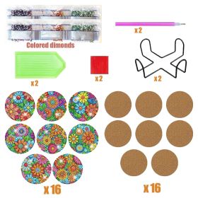 16 Pcs Diamond Art Painting Coaster Kit (Option: W13525785)