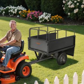 Steel Dump Cart 17 Cu. Ft 600LB For ATV/UTV Trailer Tow Behind Heavy Duty (Option: Black)