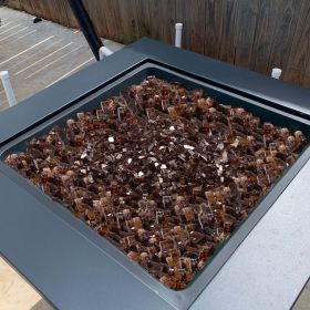 20 LBS Fire Glass 1/2-Inch Fireplace Glass Rocks For Fire Pit Table Copper (Option: Brown)
