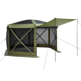 VEVOR Pop up Gazebo Screen Tent, 12 x 12 ft Large 6-Sided Camping Canopy Tent with Removable Top & Carry Bag, Quick-Set & Bite-Proof (Color: Army Green, size: 12 x 12 ft)