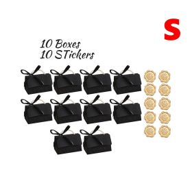 10 Pcs Black Gift Boxes With 10 Pcs Golden Seal Label Stickers (Option: W13477504)